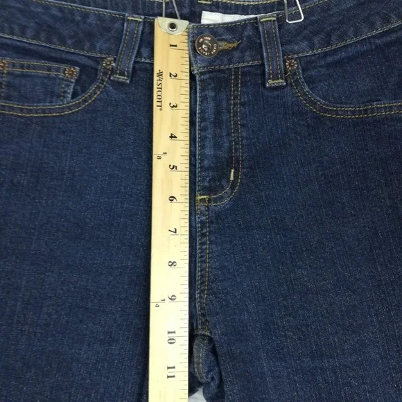 DKNY Womens Jeans Slim Straight Cropped Blue Denim Dark Wash Mid Rise 10 - Picture 3 of 11